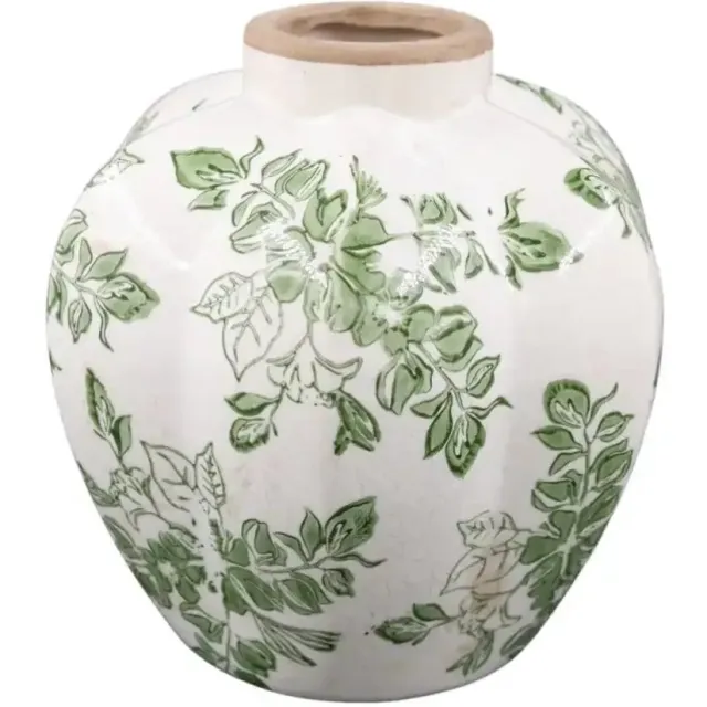 House of Nature Vaas Jona groen 17cm Wit