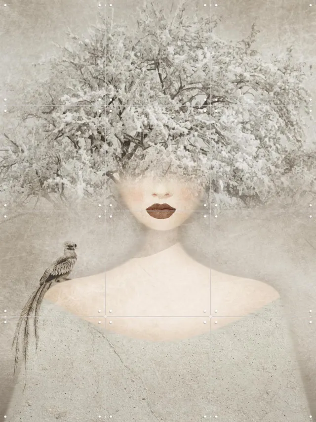 IXXI December, Mirjam Duizendstra - 60 x 80 cm - Grote wanddecoratie en posters - Surrealisme, Illustraties, Grafisch Ontwerp, Slaapkamer, Woonkamer Beige / Wit