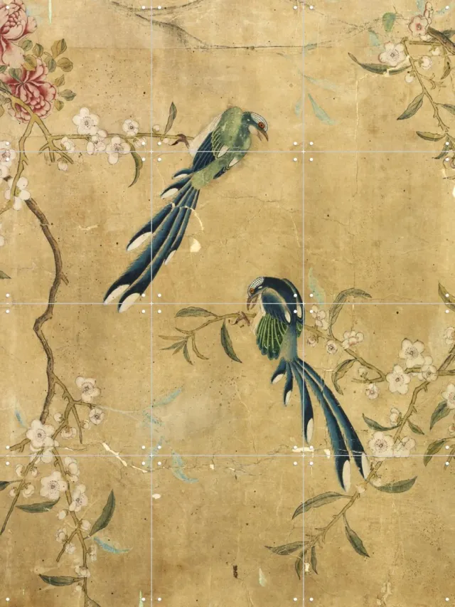 IXXI Birds and Blossom, Victoria and Albert Museum - 60 x 80 cm - Grote wanddecoratie en posters - Illustraties, Klassiek, Ukiyo-e, Woonkamer Pastel kleuren / Groen