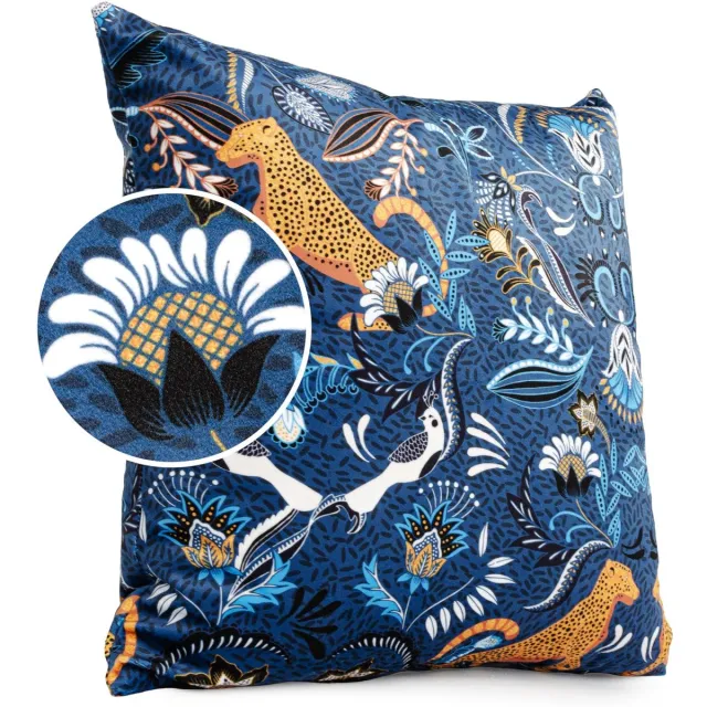 ANRO Jungle Blauw Sierkussen 40x40 cm - Velours - Inclusief vulling