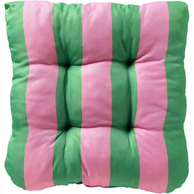 Textino APRIL - stoelkussen 45x45 cm - gestreept - Kelly Green - groen, roze