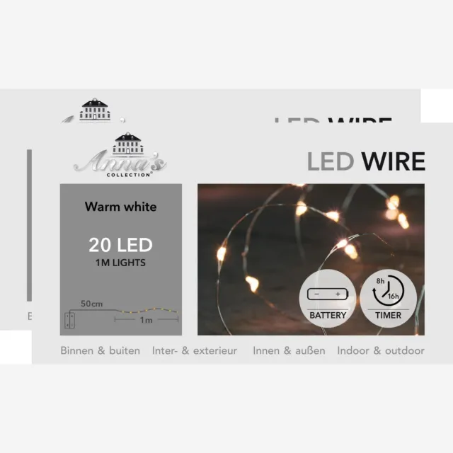 Anna's Collection 2x anna collection draadverlichting - zilver- 20 leds- warm wit - 100 cm