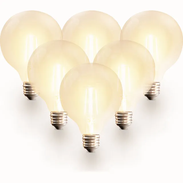 HOFTRONIC SMART Set van 6 Smart E27 LED filament lampen - G125 Bolvormig - Wifi & Bluetooth (Seamless connect) - 806lm - 7 Watt - Warm wit tot koud wit - Slimme LED lampen - te bedienen via alle smart assistenten