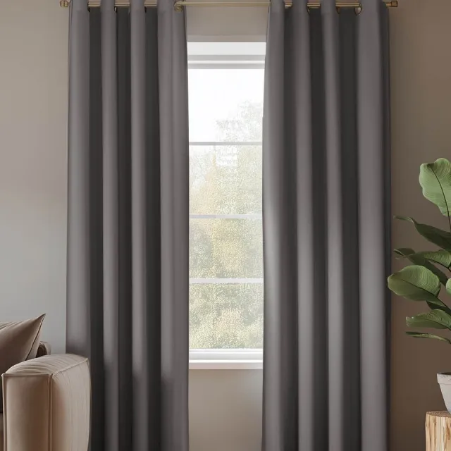 HOOMstyle Kant en Klaar gordijn met ringen Amber - Verduisterend - Geschikt voor gordijnroede - 140x270cm - Donkergrijs / Antraciet Donker Grijs