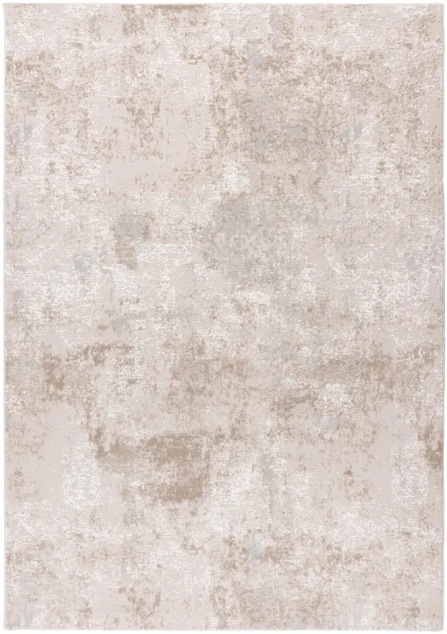Padiro design laagpolig vloerkleed 80 x 150 cm - lichtbeige - modern abstract ontwerp - voor vloerverwarming - van polypropyleen, polyester en katoen