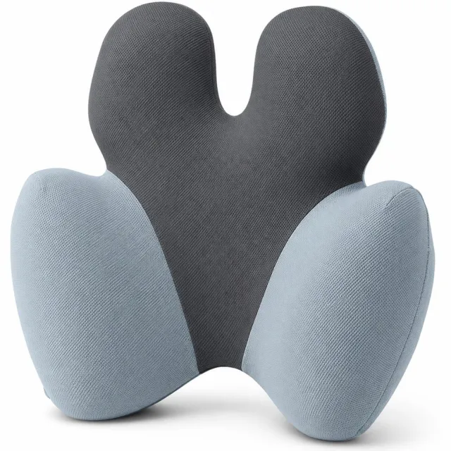 Gloovon Lendensteun Kussen - Ergonomisch Rugkussen 3-Zone - Traagschuim - Blauwgrijs - 44,1x42,1x13,5cm - voor Bureaustoel & Auto
