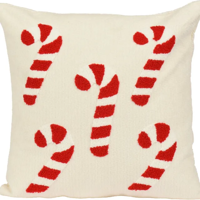 Decoris Kussen met candy cane motief - L50 x B30 x H8 cm Rood