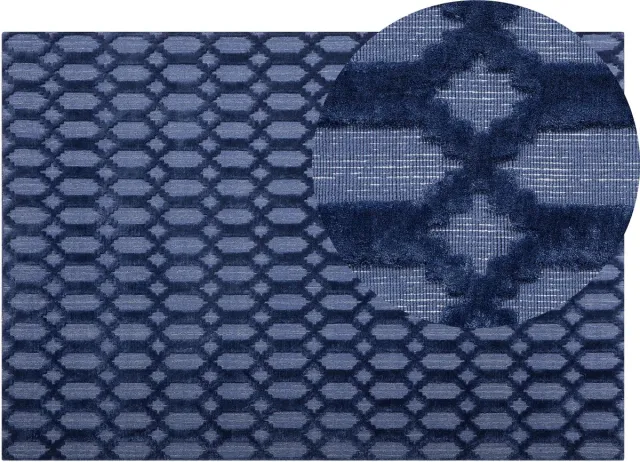 Beliani CIZRE - Laagpolig vloerkleed - Marineblauw - 140 x 200 cm - Viscose