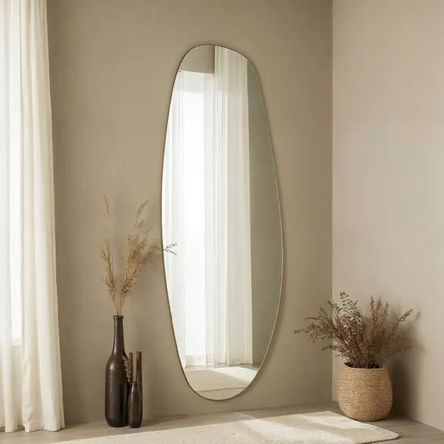 VIDI Visione Cristallina - Ovale passpiegel voor aan de wand - 150 x 60 cm - Organische wandspiegel goud