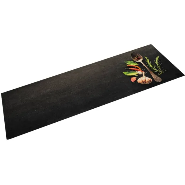vidaXL Keukenmat wasbaar kruidenprint 45x150 cm fluweel zwart