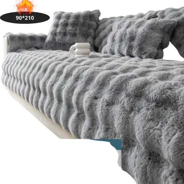 Bovista Bankhoes - Bankbeschermer - Stretch - Sofa Cover - Pluche - Lichtgrijs - 4 Zits 90x210
