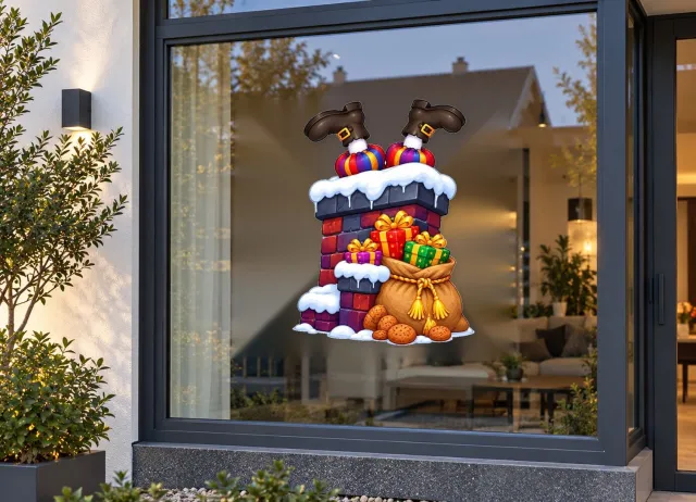De Stickerman Sinterklaas Raamsticker 30cm Breed Herbruikbaar Weerbestendig (V18) Multi