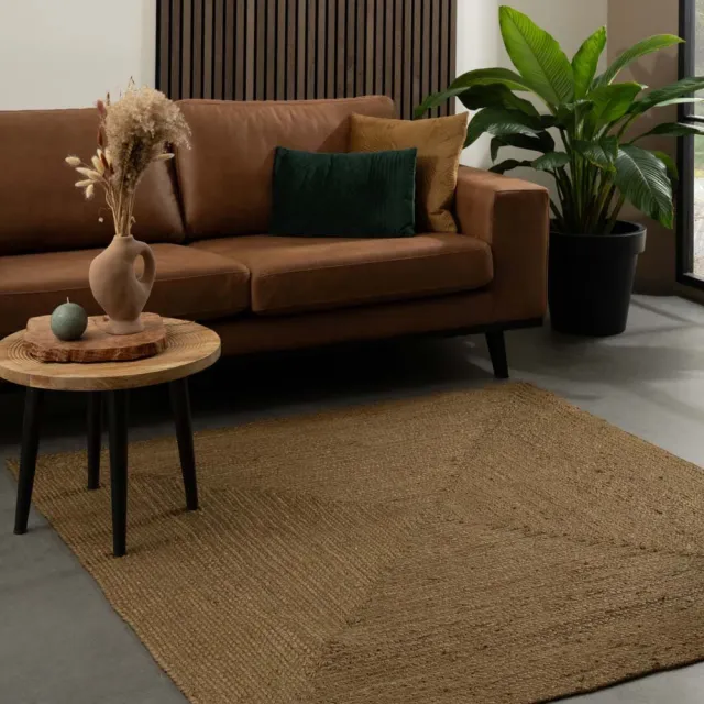 Boho&me Jute vloerkleed vierkant - Pure olijfgroen 300x300