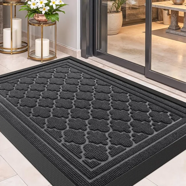 Ibenzoa Robuuste en Weerbestendige Antislip Deurmat voor Buiten Huisdeur en Balkon 43,5 x 75 cm Grijs