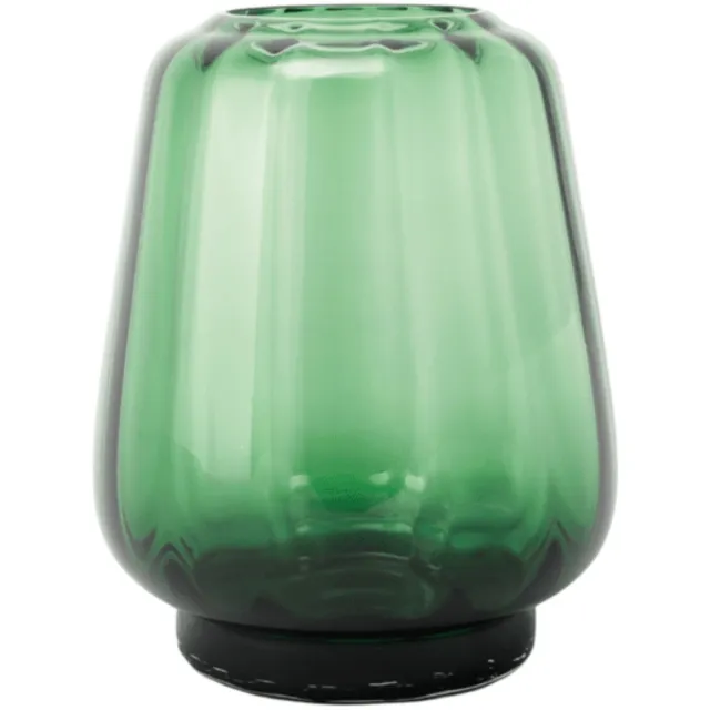 XLBoom Kuro Wave Large Moss - Mondgeblazen glazen vaas – Kleur Moss groen – Design woondecoratie