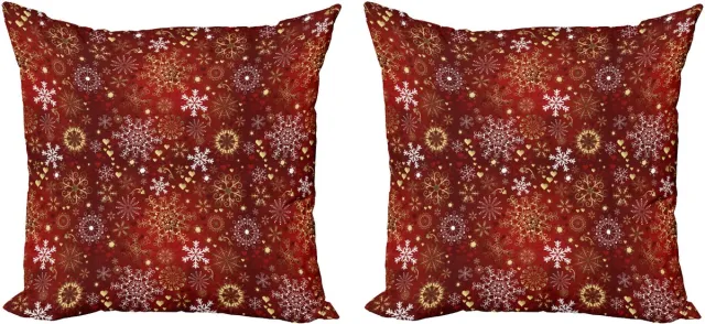 ABAKUHAUS Winter Sierkussenhoes Set van 2, Vintage Weihnachts, Modern Accent Dubbelzijdige Digitale Print, 40x40, Vermiljoen Geel Wit