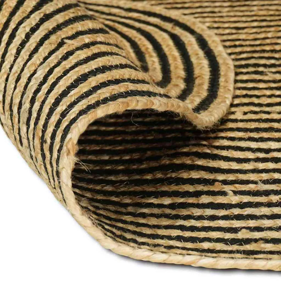 vidaXL Gebied Tapijt Naturel en Zwart 205 x 305 cm Jute, foto 3