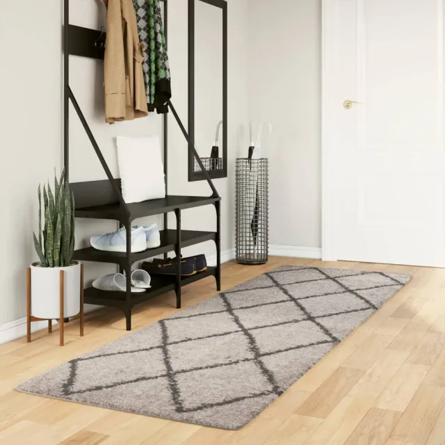 vidaXL Vloerkleed PAMPLONA shaggy hoogpolig beige antraciet, foto 4
