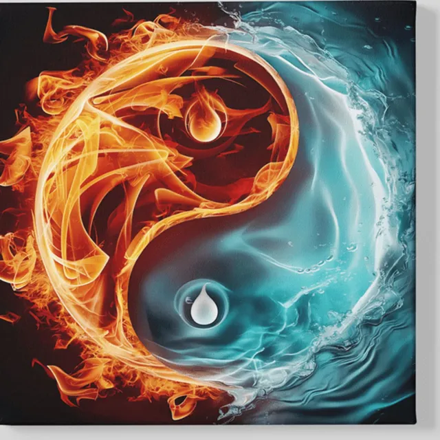Trendex Global Vierkant Canvas Schilderij - Yin en Yang - Abstract - 60x60x2 cm Meerkleurig