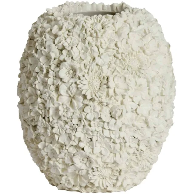Light & Living Vaas Violeta - Crème - Ø27x30.5cm - Kunststof - Modern - Bloemenvaas - Woondecoratie - Decoratieve vaas voor woonkamer of slaapkamer Wit