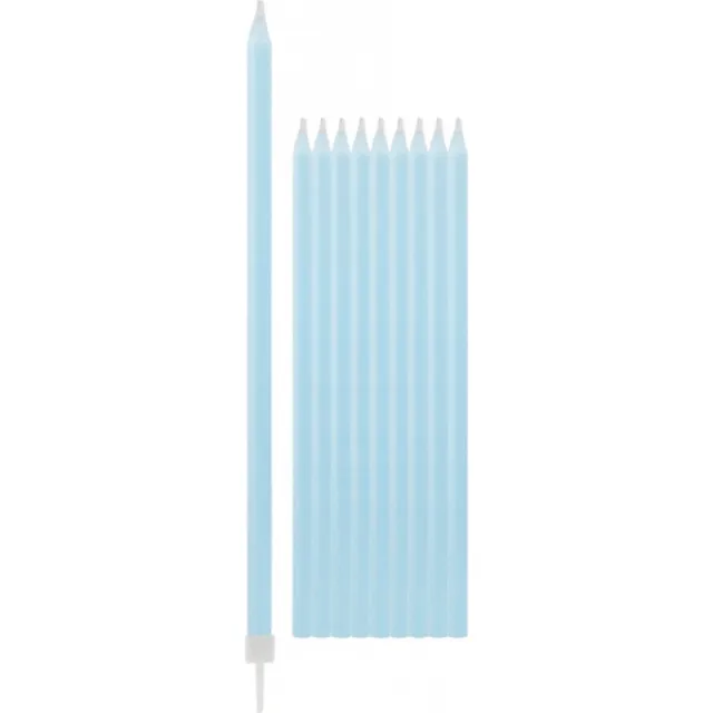 Givi Italia Taartkaarsjes - 10x - lichtblauwe - 15,5 cm - smalle kaarsen - geurloos - verjaardag