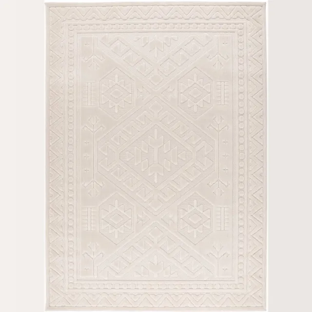 Padiro stijlvol laagpolig vloerkleed 200 x 290 cm - crème / offwhite - abstract boho-ontwerp - voor binnen en buiten - voor vloerverwarming - van polypropyleen beige