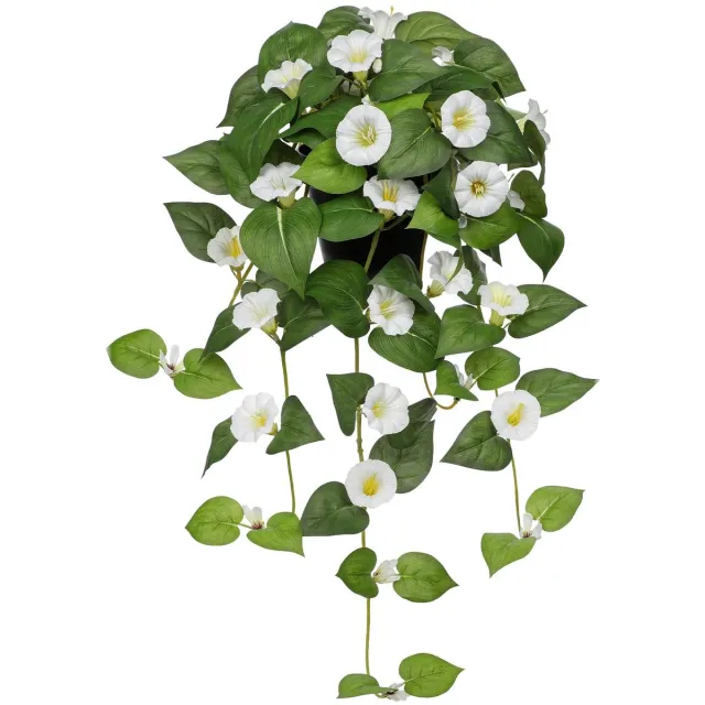 Unyqoos Realistische kunsthangplant met bloemen voor interieurdecoratie van 65 cm, fuchsia, 65cm