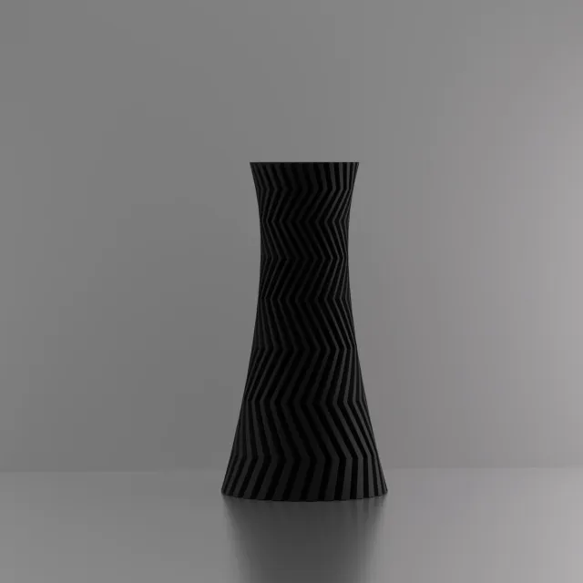3d-gezellig Illusie - Vaas - Waterdicht - Zwart - Maat 30 cm - Kunststof - Modern - Bloemenvaas - 100% gerecycled PLA (bioplastic)