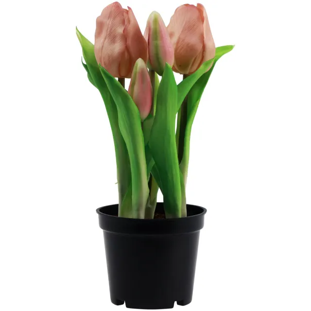 Viana Kunsttulpen in pot Tulpen Perzik kunstbloemen 22cm Roze