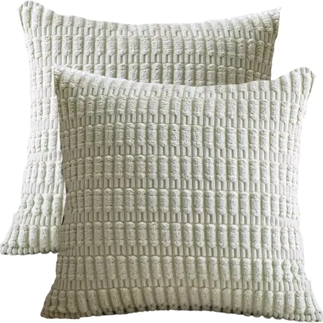 LiveOnce® Sierkussenhoes Mint Groen 45x45 cm Set van 2 - Vertikaal Effen Rib Motief Dit zijn Kleurrijke Moderne Woonkamer Kussenshoezen van LiveOnce mind groen