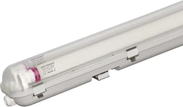 HOFTRONIC Dubbel LED TL armatuur met lamp - 120cm - 36 Watt 6300 Lumen (175lm/W) - 6000K IP65 waterdicht voor binnen en buiten - T8 G13 fitting - Flikkervrij - Koppelbaar Transparant