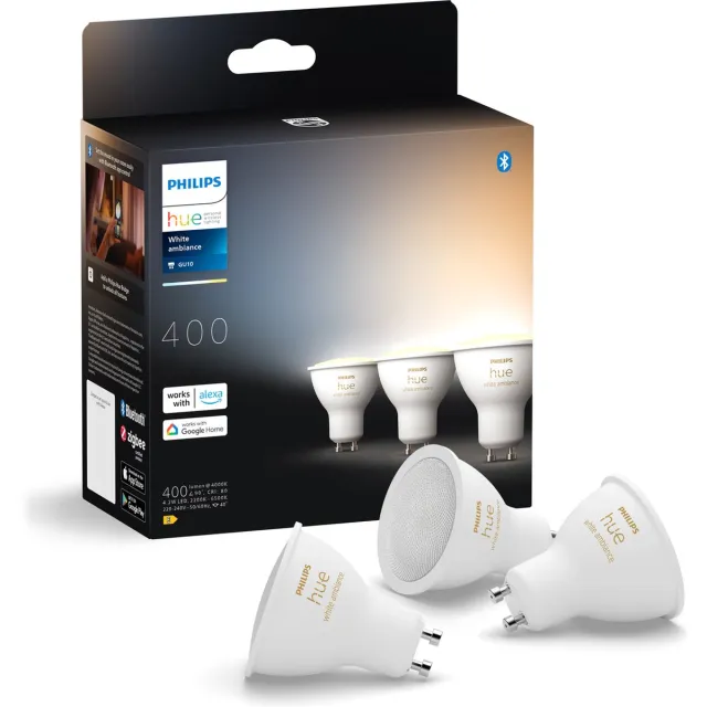 Philips Hue LED lamp - GU10 fitting - bevat 3 lampen - aanpasbaar wit licht - slimme verlichting