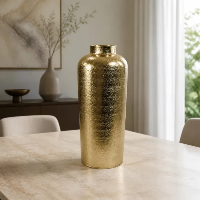 Hoppa! Hoge Vaas - Metalen - Goud - 20 x 20 x 51 (B x D x H)