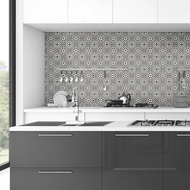 Ambiance Sticker Zelfklevende tegelmuurstickers voor keuken en badkamer - 60 cementtegelstickers (Azulejos Adelino) - 60 stickers, 10x10cm Multi color