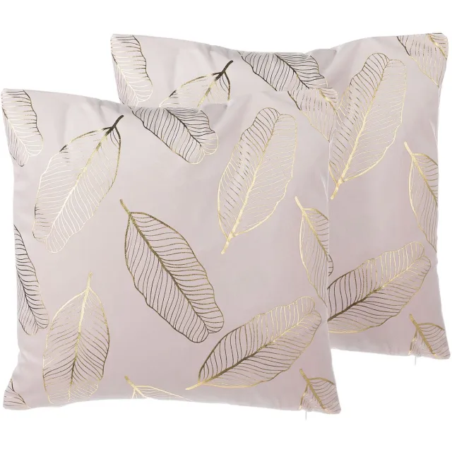 Beliani FREESIA - Sierkussen set van 2 - Roze - 45 x 45 cm - Fluweel