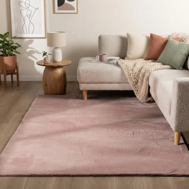 flycarpets Amalfi vloerkleed Roze - Laagpolig Fluffy en Zacht - Woonkamer tapijt - 120x170 cm
