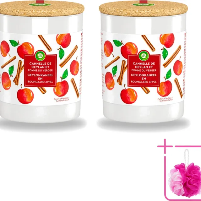 Air Wick 2 x Air Wick - Geurkaars - Kaneel & Boomgaard Appel - 35 Uur Brandduur - Bulkverpakking - Geurkaars - Douchemop - Kaneel Rood