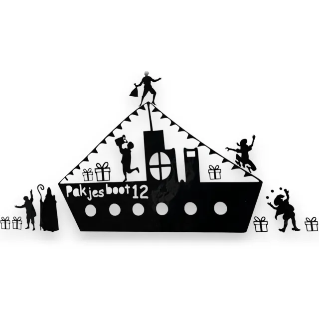 Bsb Sinterklaas Stoomboot raamfolie herbruikbaar zwart