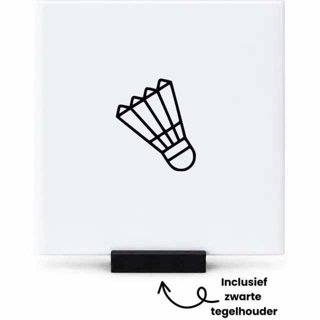 Hacebo Badminton shuttle tegeltje met tegelhouder - Badminton - Badmintonners - tegeltjes met tekst - Leuk cadeau voor iemand die van badminton houd - sport - spreuktegels - 10.8x10.8 CM Wit
