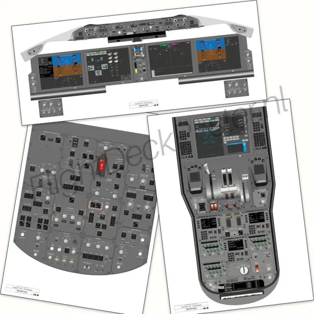 FlightDeckPoster.nl Boeing 787 - 8 / 9 - Triple-A (elk instrument panel op een eigen poster) FlightDeckPoster / Cockpitposter / Cockpit poster / Cockpit mockup Witte achtergrond, print waarheidsgetrouw