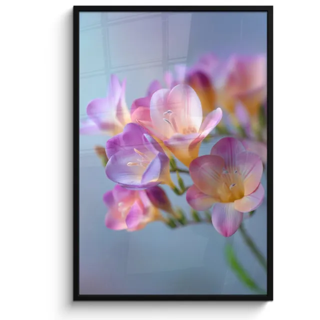 FrameYourWall Poster in lijst - Fotolijst 80x120 cm - Posters - Bloemen - Paars - Overloop - Meeldraden - Posterlijst zwart - Decoratie - Wanddecoratie woonkamer - Muurdecoratie slaapkamer Bloemen - Overloop