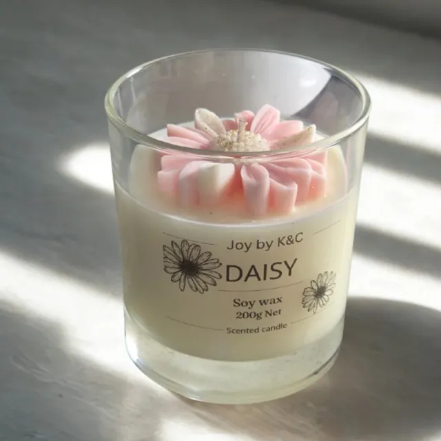 JoyDecor Daisy Geurkaars – Patchouli – 200 g – Sojawas wit