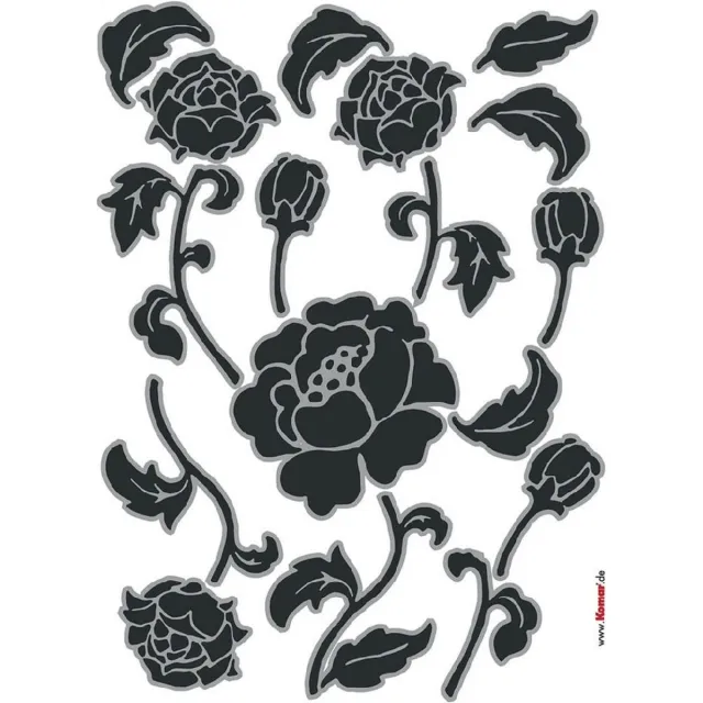 Komar Muursticker - Black Roses - Zelfklevend - Muurdecoratie - Stickers - 50 x 70 cm Zwart