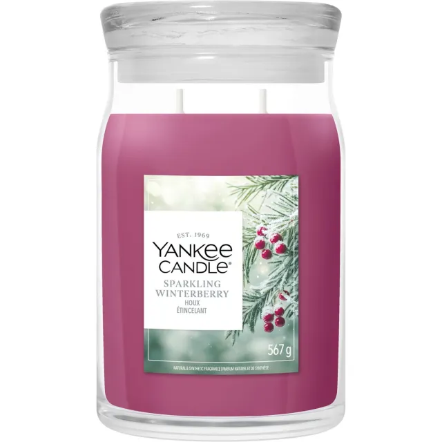 Yankee Candle Sparkling Winterberry Large Jar Geurkaars - 90 branduren - twee lonten Rood