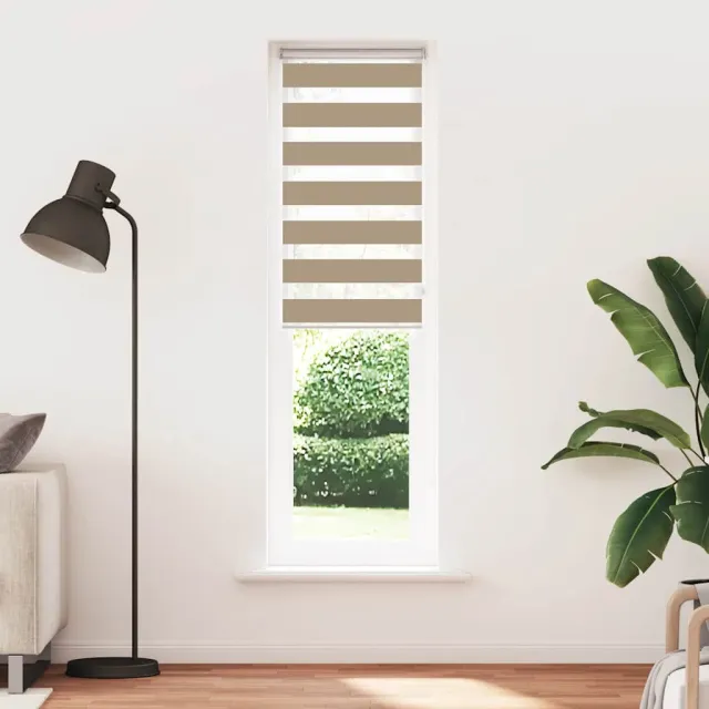 vidaXL Zebra Blind 55x200 cm stofbreedte 50,9 cm polyester zandbruin