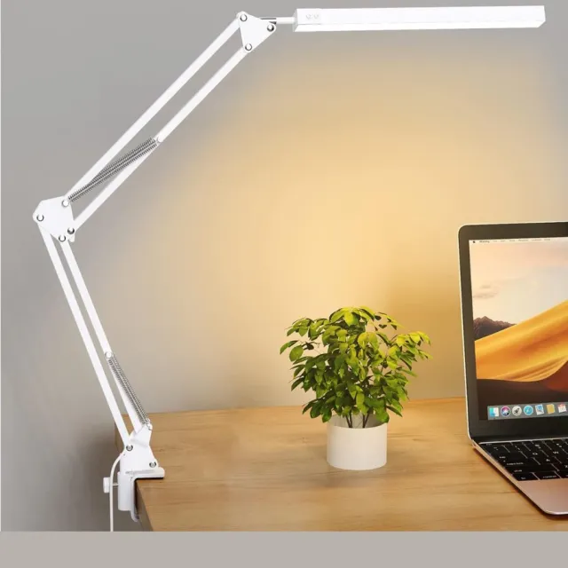 ALLVIA Bureaulamp Met Klem - Bureaulamp - Lamp - Wit - 41cm x 13cm x 6cm