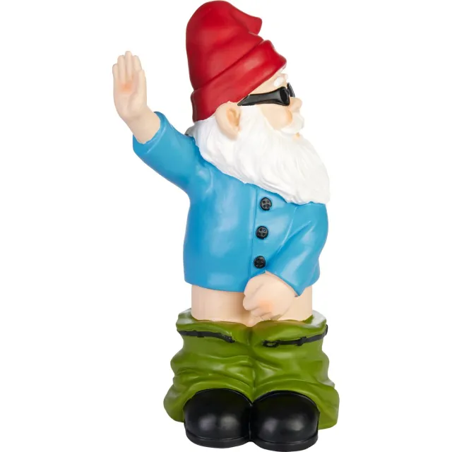 Brubaker Plassende Tuinkabouter - Plassende Kabouter met Zonnebril en Muts - Grappig Tuinbeeldje - Weerbestendige Decoratie voor Tuin en Camping - Tuindecoratie voor Buiten - 23 cm hoog
