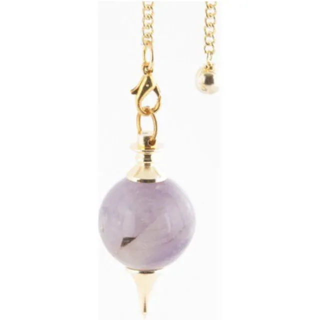 BERK Amethist bal pendel met ketting Zwart