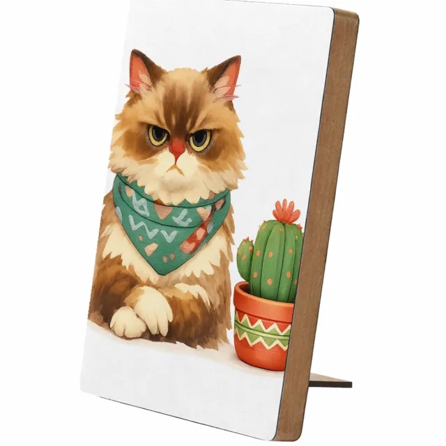 Mr Cadeautjes Glasframe/MDF 12,7 x 17,8 - design Een norse egel met een kleine bloempot vol stekelige vetplan | cadeau Wit
