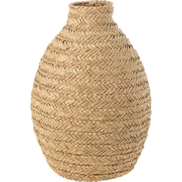 J-Line vaas Gevlochten - zeegras - naturel - large - 60 cm hoog